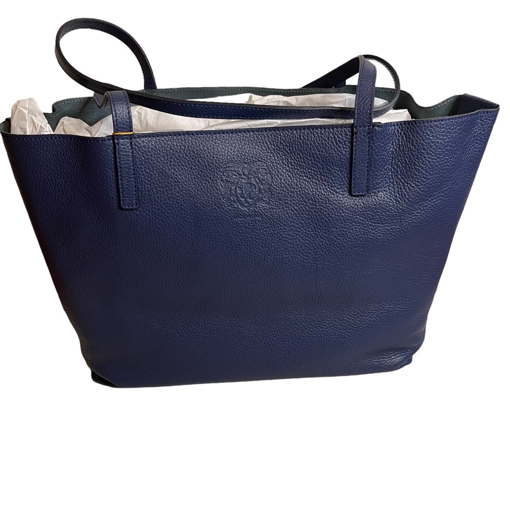 Bruno Magli Leather Navy Everyday Tote Bag - Picture 4 of 11
